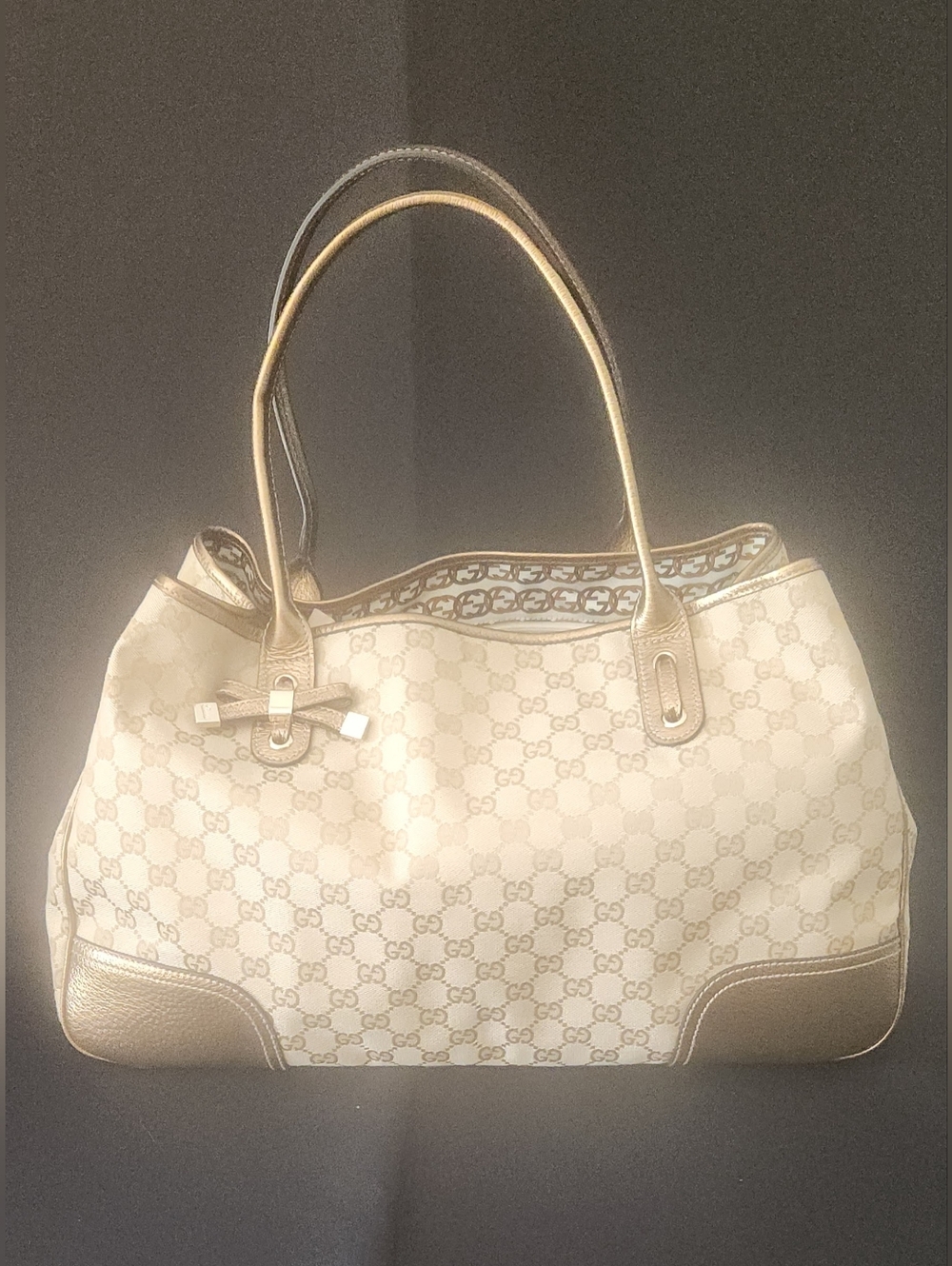 GUCCI Princy Large Tote Bag In Sparkling Champagne